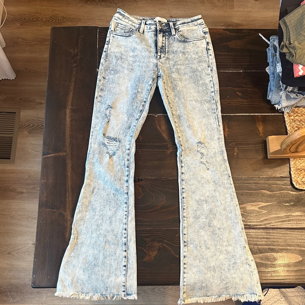 Acid Wash Flare Jeans